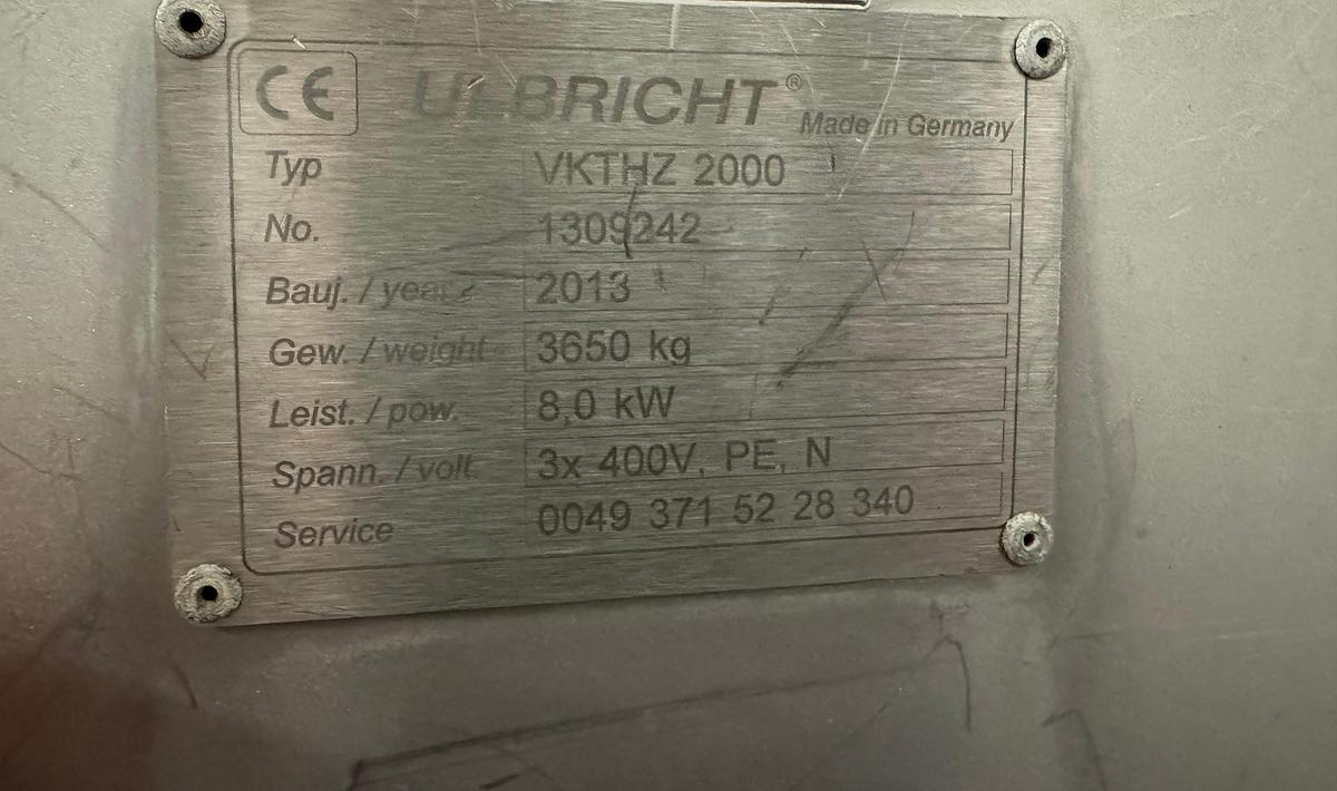 Gebraucht 2013 Ulbricht VKTHZ 2000 Horizontaler Vakuum-Kühl-Tumbler