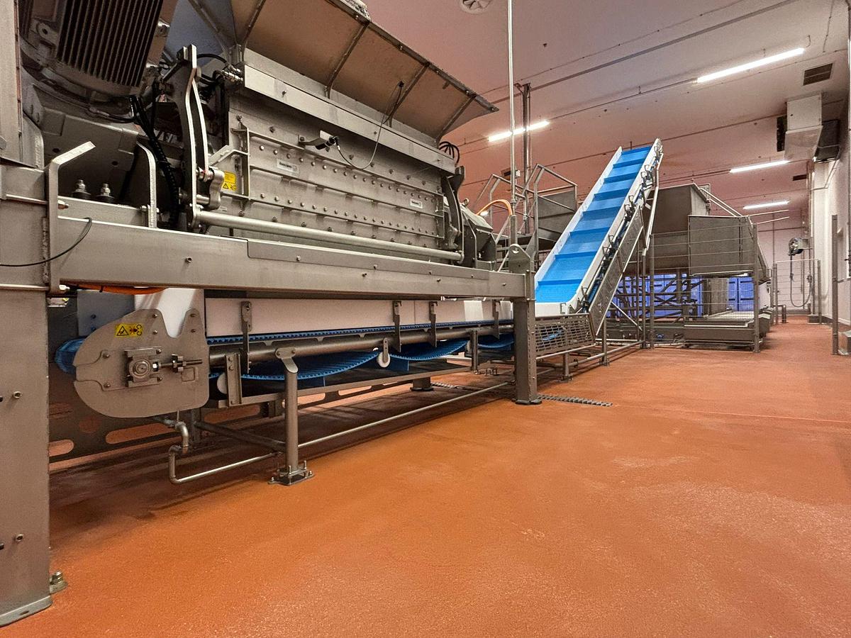 Gebraucht 2023 Alco/Vogelsang Gefrierfleischbrech- & Pufferlinie mit Wiegetechnik und Palbox-Handling