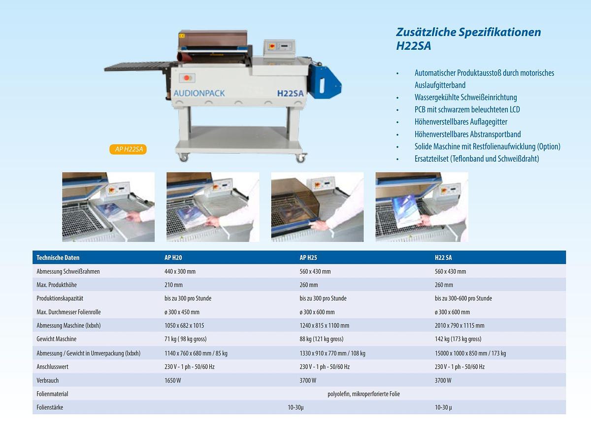 Used Audionpack H22SA Schrumpffolienverpackungsmaschine