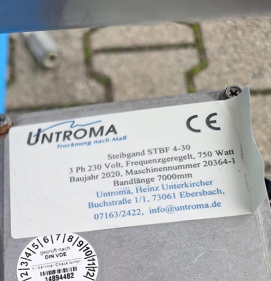 Gebraucht 2020 Untroma STBF 4-30 Steigförderband mit blauem Stollengurt, inkl. neuem Ersatzgurt