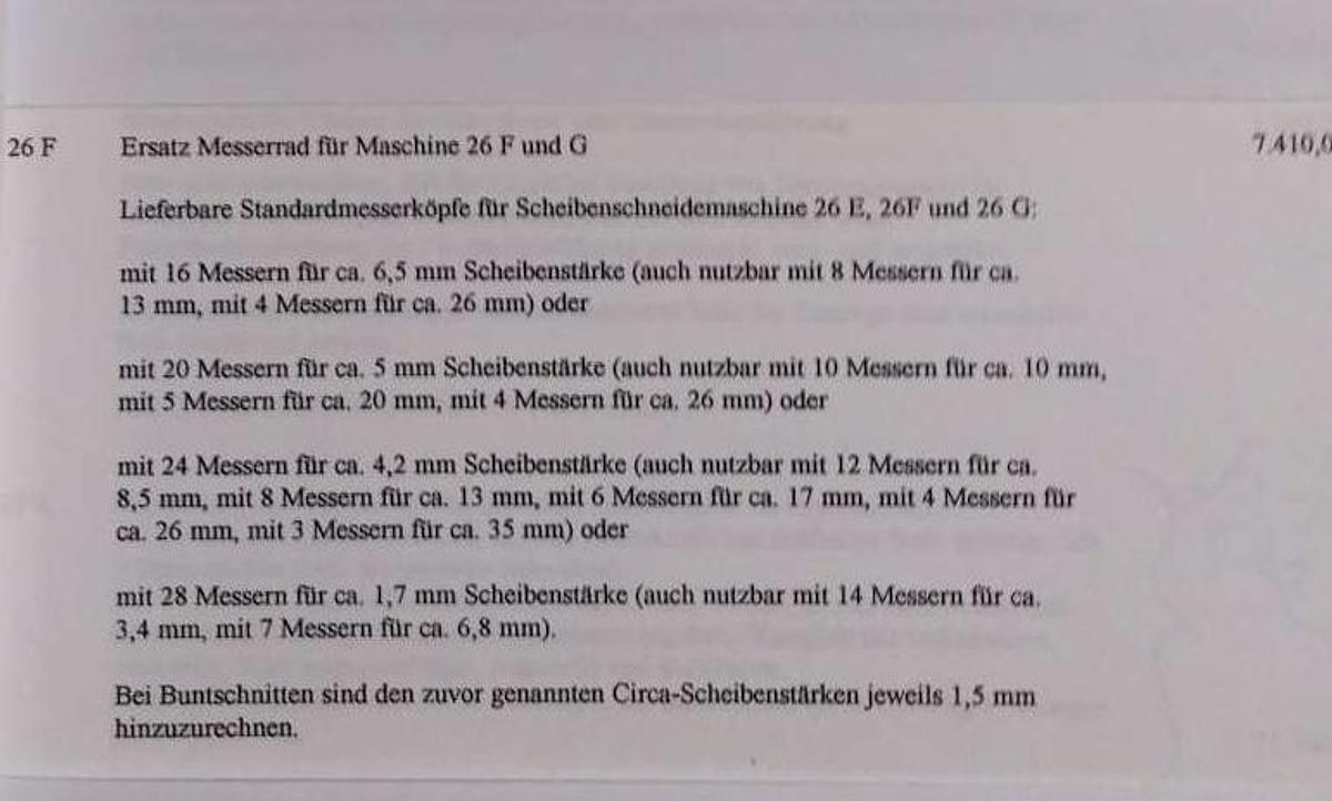 Used Herbort - Ersatzteile für Schneidemaschinen, Typ 120 S, 120 N, 26, etc