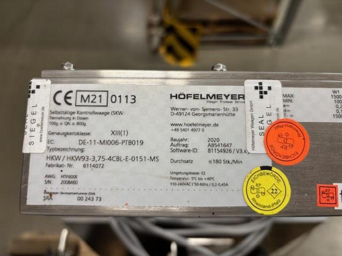 Gebraucht 2020 Höfelmeyer HKW93-3,75-4CBL-E-0151-MS Checkweigher