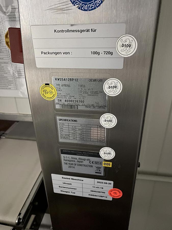 Used 2014 Anritsu SSV Series KWS5412BP12 Kontrollwaage