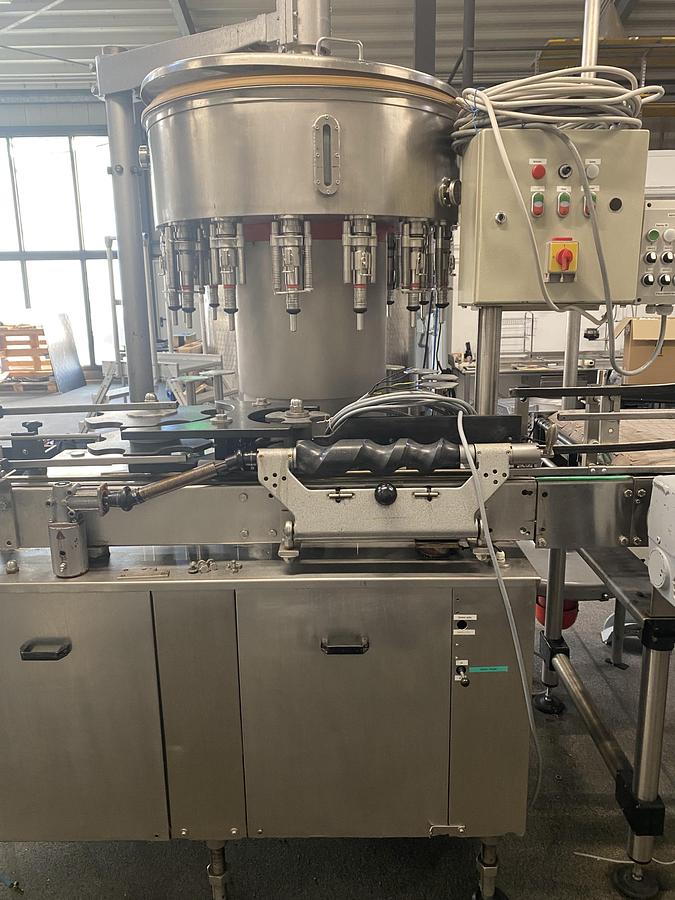 Gebraucht Seitz Compacta/Alcoa/TLG/Kosme/Strapex Abfüll- und Verpackungslinie für Spirituosen (Glasflaschen)