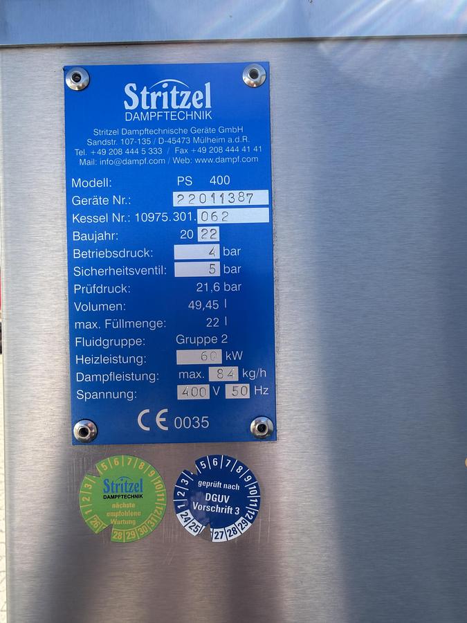 Überholt 2022 Strietzel PS400-60 Dampferzeuger 