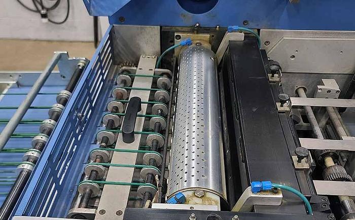 Used 2007 MBO Paper Folder w/ UW Unwinder, Panel Sheeter SVC 520C, and Vertical Stacking SVC 520S