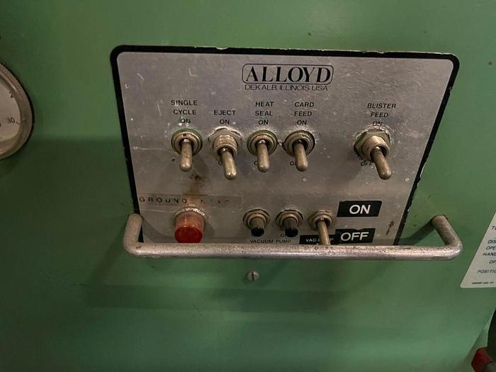 Used ALLOYD INTERMITTENT MOTION HAND LOAD BLISTER SEALER, MODEL 18S CBE 1216, 12" X 16 18S CBE 1216