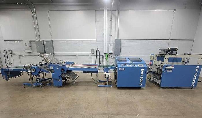 Used 2007 MBO Paper Folder w/ UW Unwinder, Panel Sheeter SVC 520C, and Vertical Stacking SVC 520S