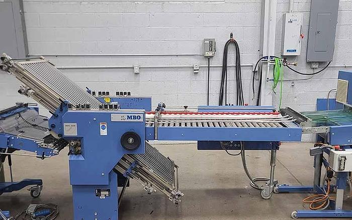 Used 2007 MBO Paper Folder w/ UW Unwinder, Panel Sheeter SVC 520C, and Vertical Stacking SVC 520S