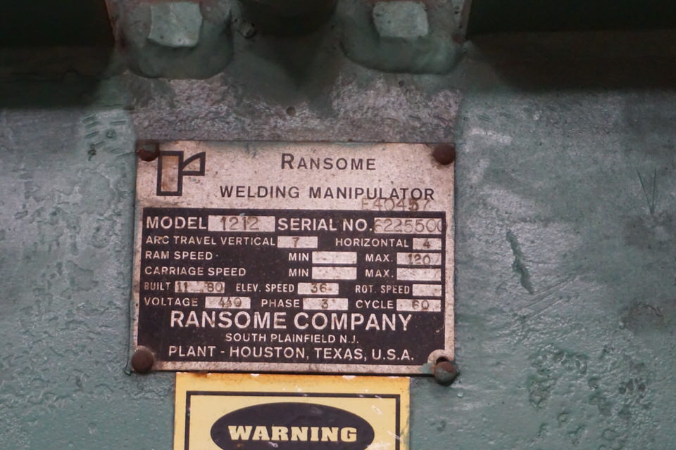 Used RANSOM 1212 MANIPULATOR WELDING