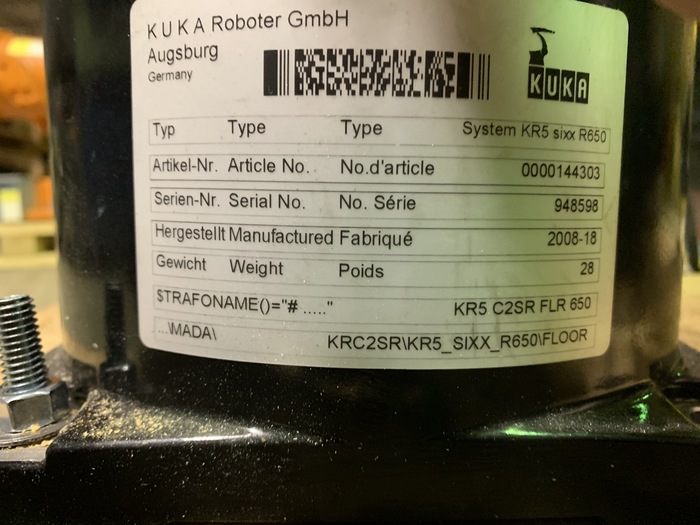 Used KUKA KR 5 SIXX R650 6 AXIS CNC ROBOT