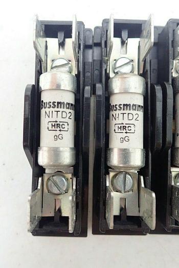 Used Lot of 6 Bussmann CM32FC Camaster Fuse Holders and NITD2 Fuses