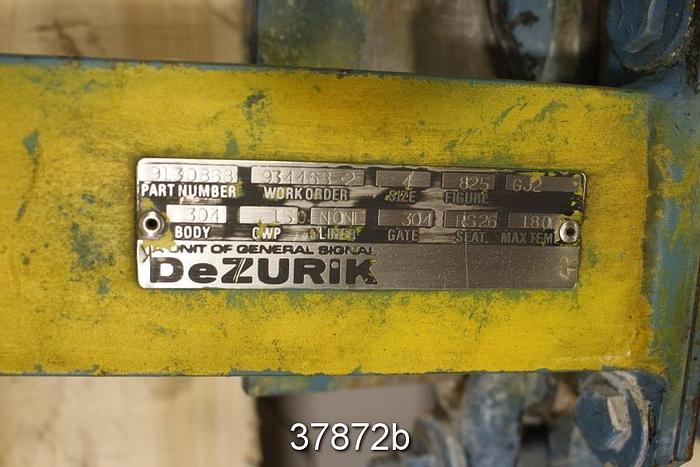 Used Dezurik 4" Hand Operated Knife Gate Valve #37872