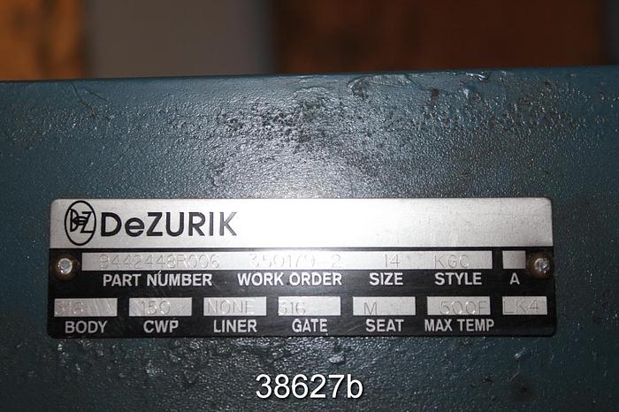 Unused Dezurik 14" Air Operated Knife Gate Valve, 9442448R006 #38627