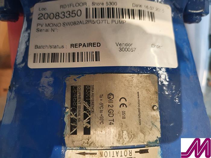 Refurbished 2013 Mono Atex Rated  W082 Progressive Cavity Pump with Screw Auger