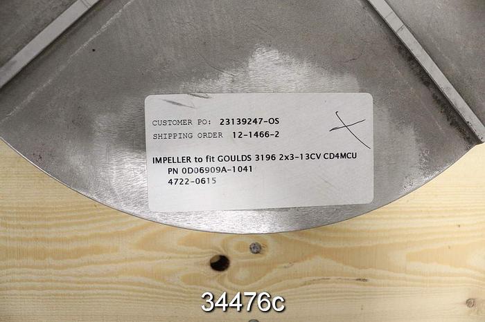 Unused Goulds 3196CV Impeller, 8-Vane, 13" Diameter #34476