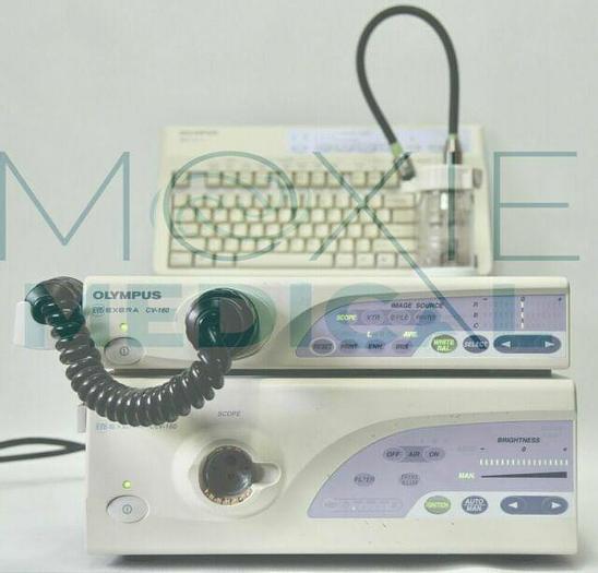 Used Olympus CV-160 Evis Exera Processor, CLV-160 Light Source, MAJ-843 Pig Tail, Keyboard and Accessories