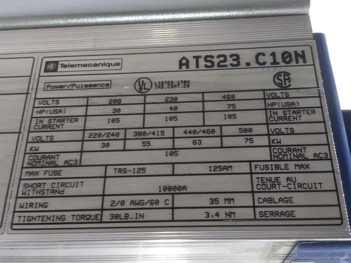 Used Softstarter Altistart 3, ATS23.C10N, Telemechanique, 400V 55KW