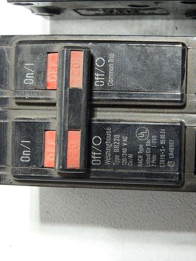 Used Westinghouse Bryant BR220 20 Amp 2 Pole Circuit Breaker Type BR GHB7