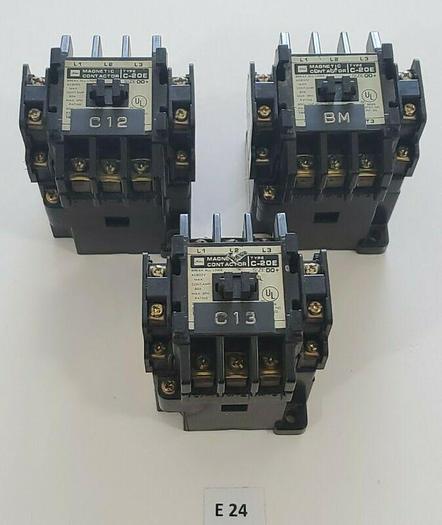 Used *PREOWNED* LOT OF 3 TOSHIBA C-20E SIZE 00+ 20A 600VAC MAGNETIC CONTACTORS