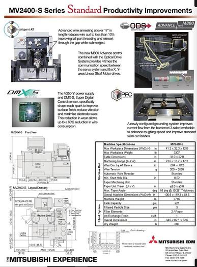Used 2019 Mitsubishi MV2400S WIRE EDM ***Only 139 Hours***