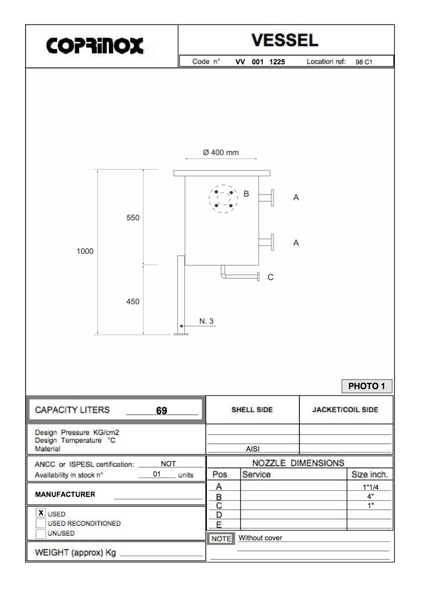 Usato Serbatoio  da 69 Litri