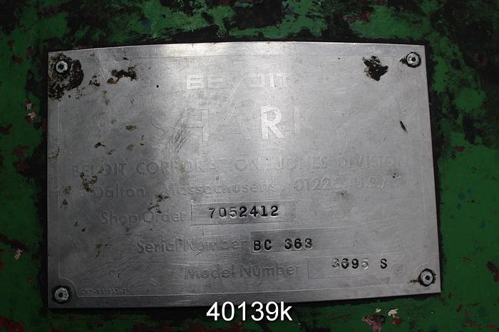 Used Beloit Shark Pulper, Model 3620, 122x92x136, Type #40139