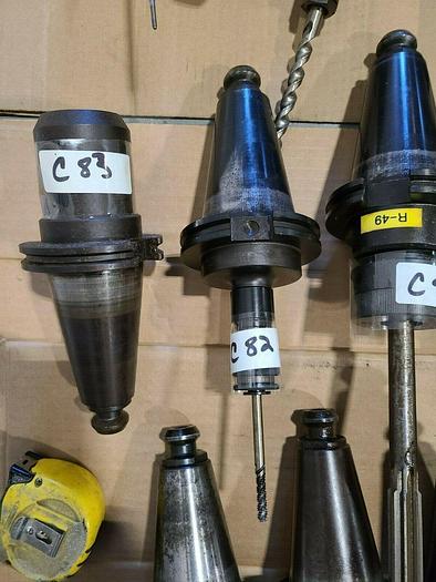 Used CAT 50 Tool Holders One Lot of 7 Assorted CNC Tooling with Cutters & Drills