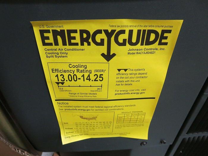 Johnson Controls, RAC13J604S21A, Air Conditioner, 208-230 VAC, 60 HZ, 1 PH