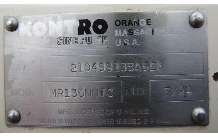 D'occasion USED SINE POSITIVE DISPLACEMENT PUMP, MODEL MR135, STAINLESS STEEL, SANITARY