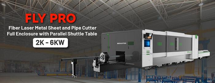 FLY PRO 5'X10' | 1500W - 6000W IPG | Fiber Laser Metal Sheet and Pipe Cutter Full Enclosure with Parallel Shuttle Table