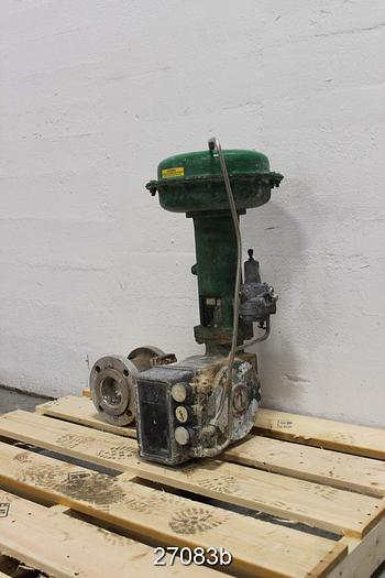 Used Fisher V150 Control V-Ball Valve, 3", Stainless Steel Body, Stainless Steel Shaft, Ball/Disc Stainless Steel/Pl, Stainless Steel Seat, Type 1052 Actuator, Size 40, Action Pdto, Series 3600 Positioner, Cl150 Rating Flanged #27083