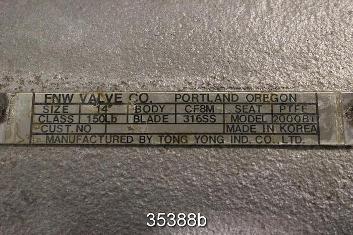 Used FNW 2000BT 14" Hand Operated Knife Gate Valve #35388
