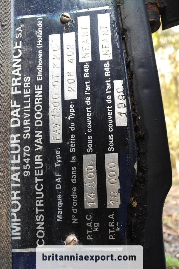 Used 1980 DAF FAV 1800 | 4x4 | 14.5 Ton | 3 Way Tipper.