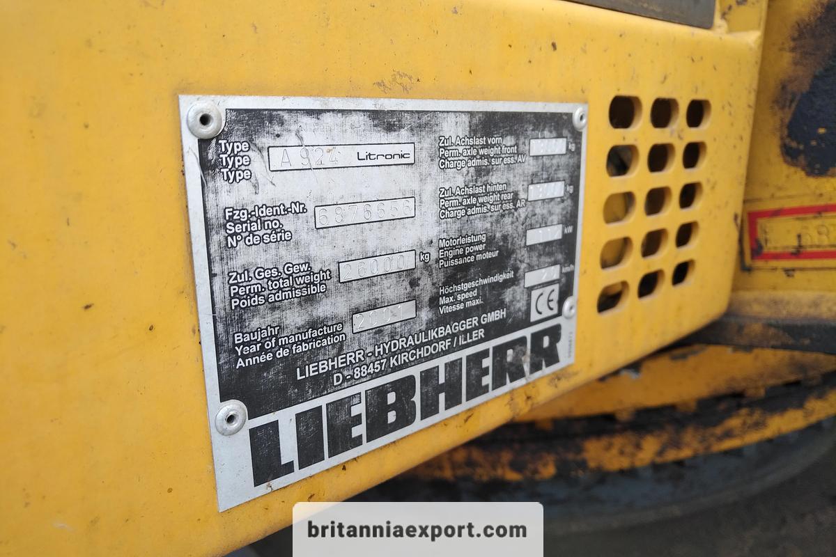 Used 2001 LIEBHERR  A924 Litronic Wheeled Excavator with Grab | Front Blade