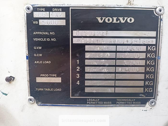 Used 1989 Volvo FL6 19 Intercooler 19 ton on full springs suspension