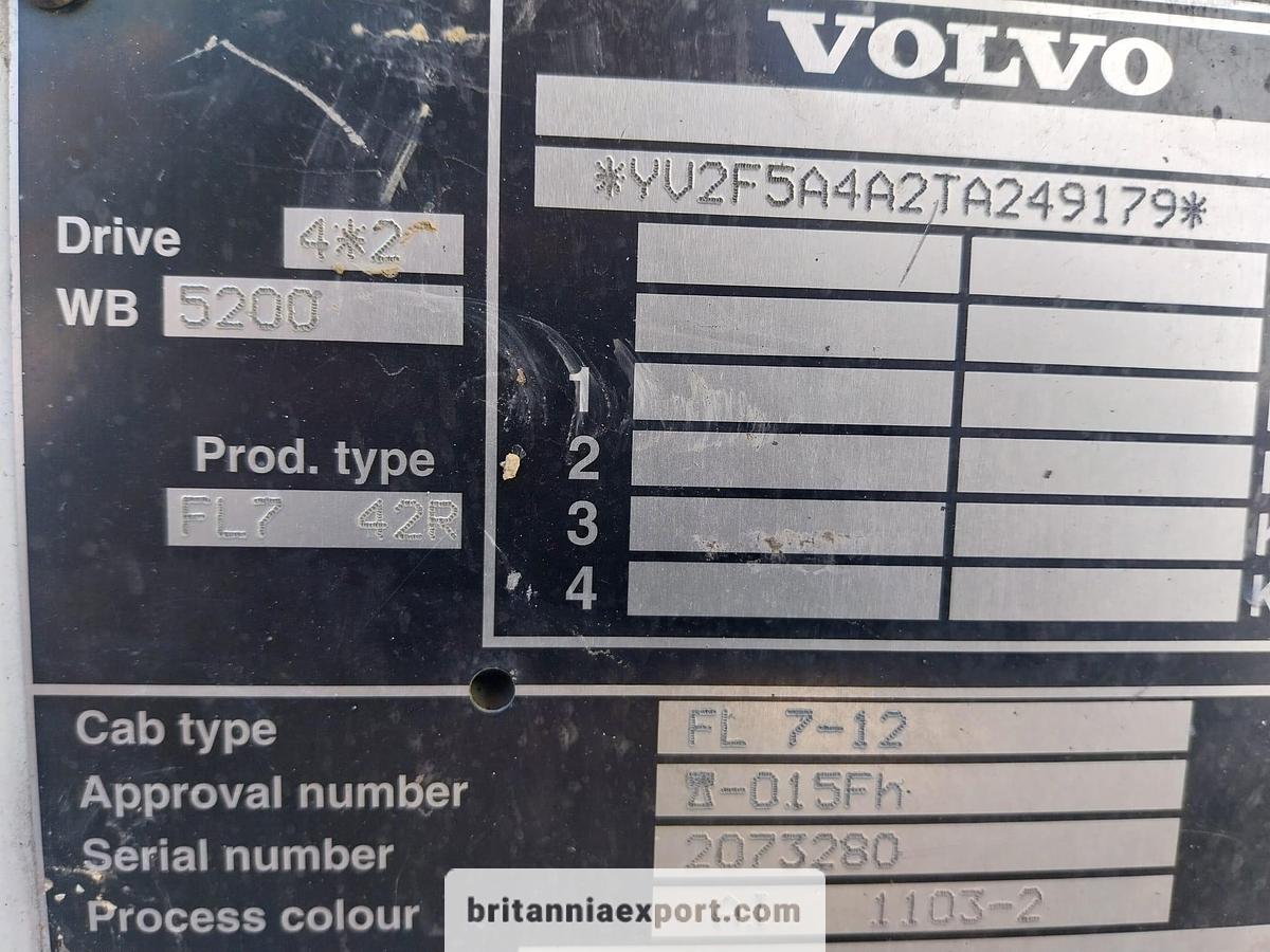 Used 1996 VOLVO FL7 260 Intercooler 19 Ton Flatbed Truck