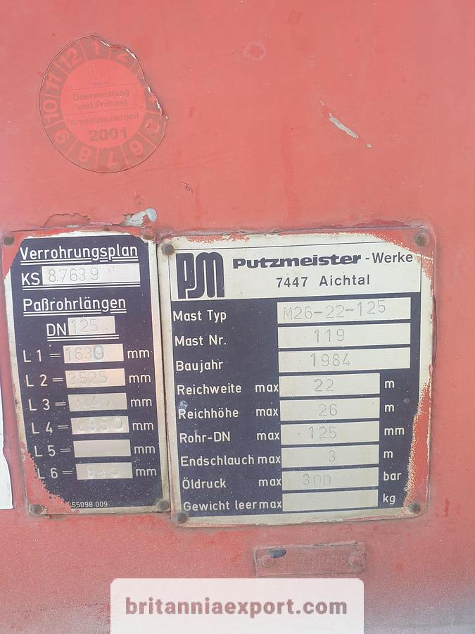 Used 1985 MERCEDES-BENZ 1624 OM441LA Truck with Putzmeister 22m Concrete Pump