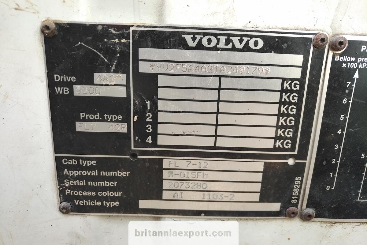 Used 1996 VOLVO FL7 260 | Intercooler | Manual Pump | 19 Ton | Flatbed Truck