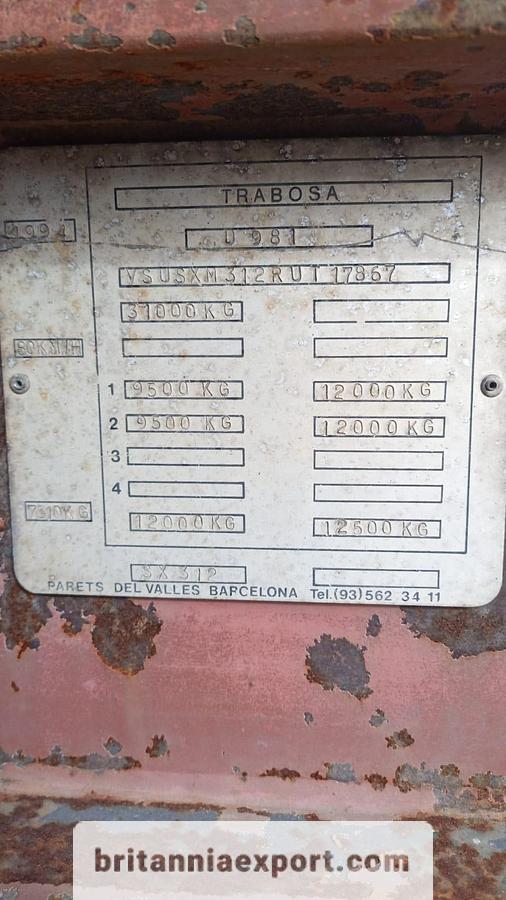 Used 1994 Trabosa 2 Axles Twin Wheel | 31 Ton | Tipper Semi-Trailer | Spring Suspension |