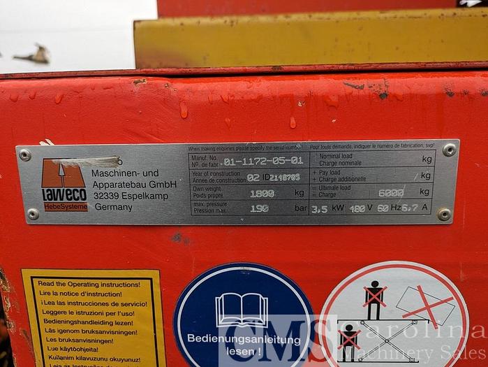 Used 2002 Laweco 6000 KG Lift Tables
