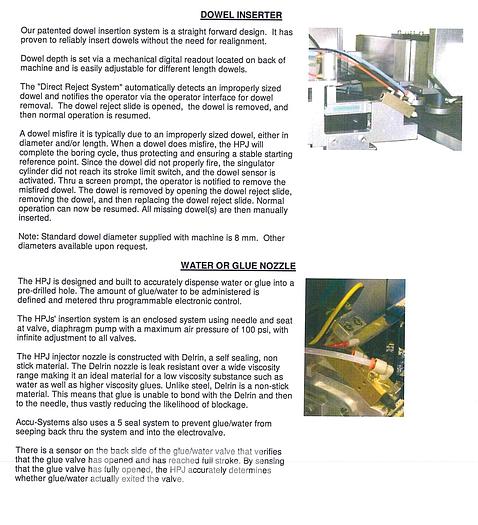 Used 2013 Accu-Systems HPJ-11-96 CNC Drill and Dowel Machine