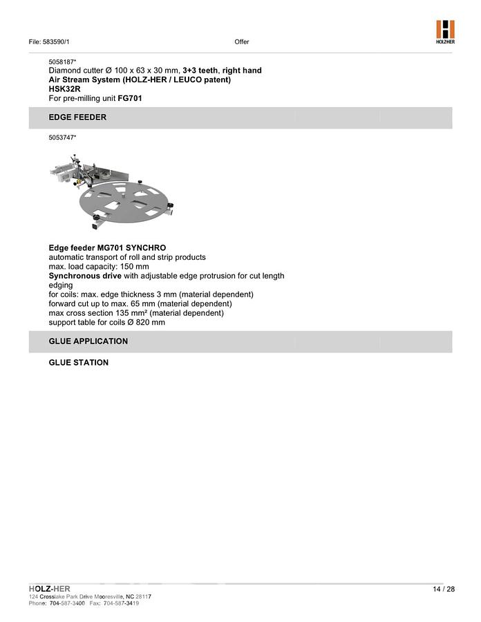 Used 2021 Holz-her 1598 Lumina Single Sided Edgebander