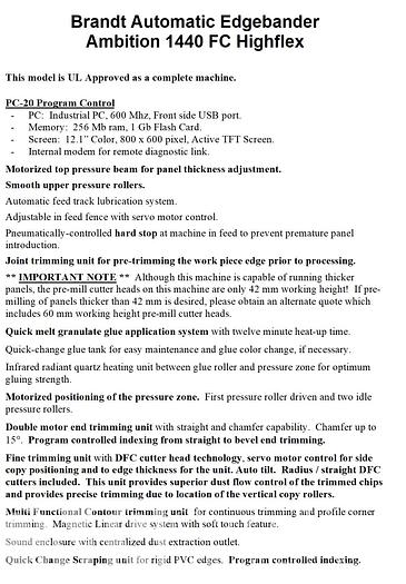 Used 2012 Brandt KDF 440 Highflex 1440 Edgebander