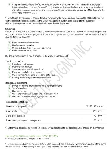 Used 2019 Biesse Rover K FT 1836 CNC Router
