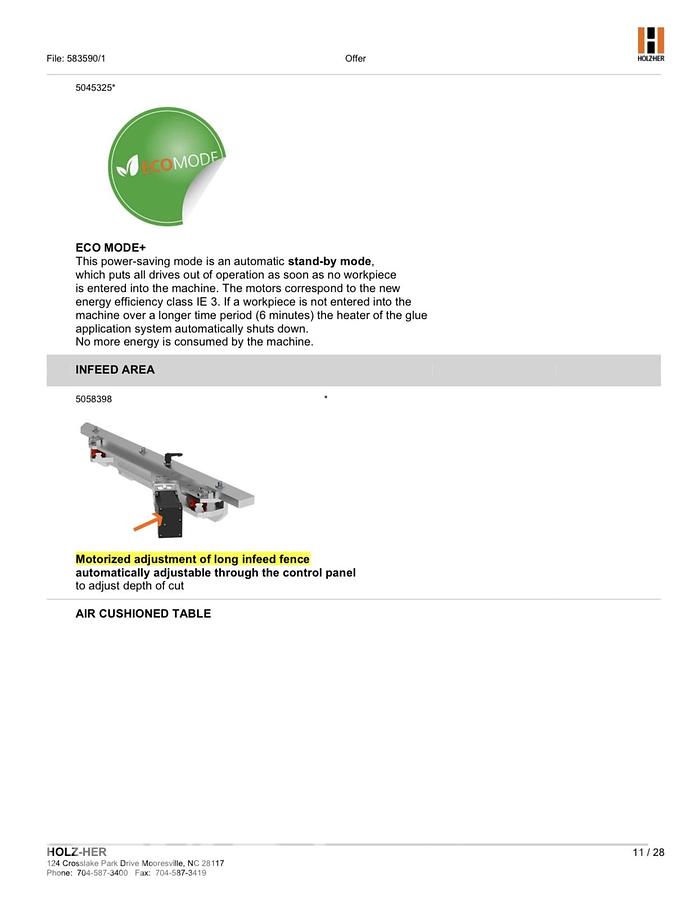 Used 2021 Holz-her 1598 Lumina Single Sided Edgebander