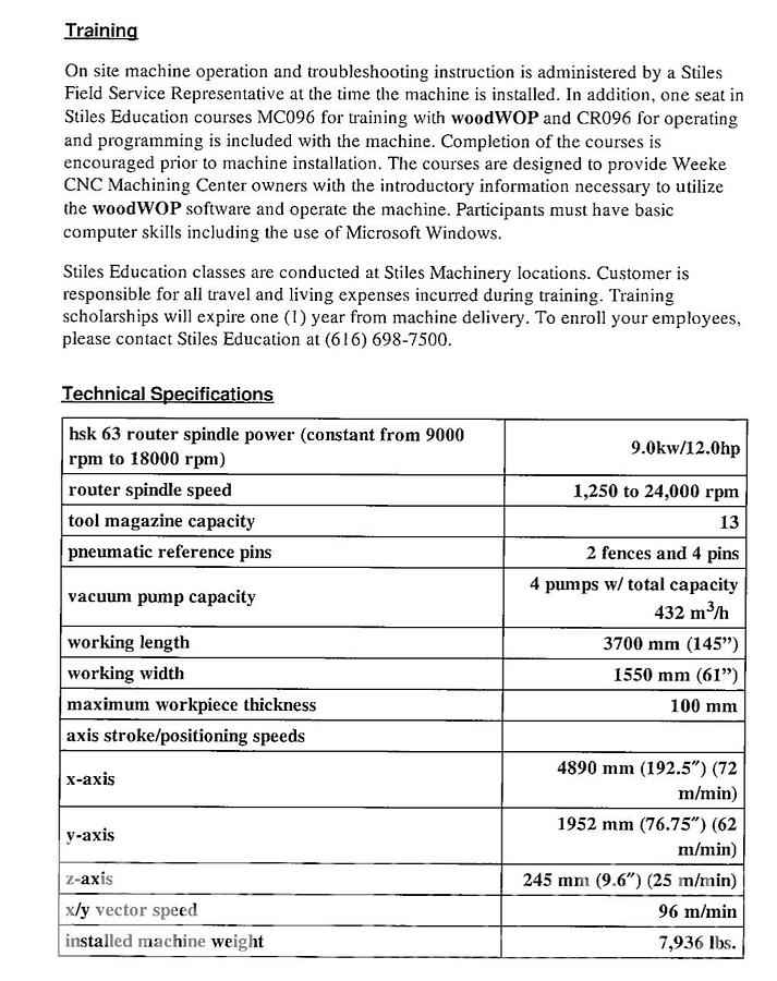 Used 2015 Weeke Vantech 512 CNC Router with Offloading