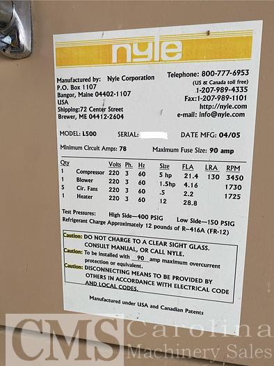 Used 2005 Nyle  Model L500 Dry Kiln