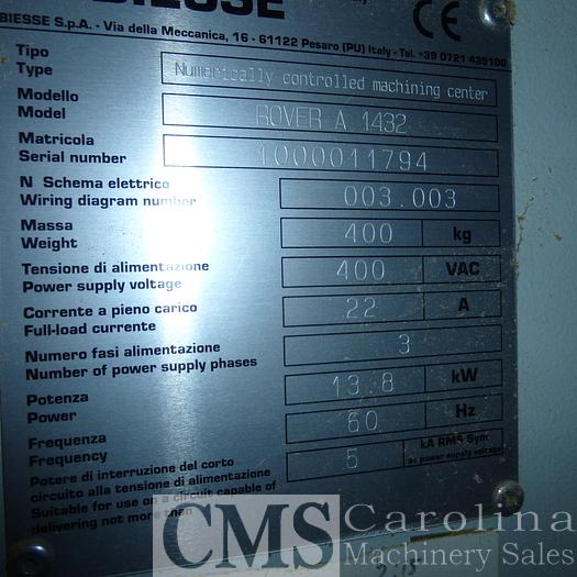 Used 2016 Biesse Rover A 1432 Pod and Rail CNC Machining Center