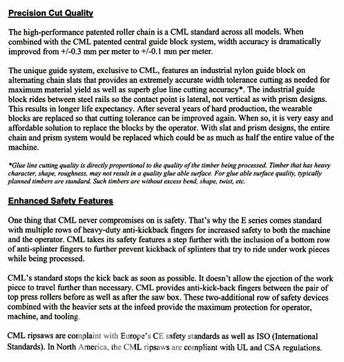 Used 2021 CML E350 2R Rip Saw